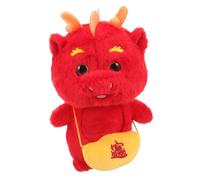 WOONEKY Peluche Dragon Année Dragon Mascotte Douceur Confortable Décoration Rouge Ingots pour Collection