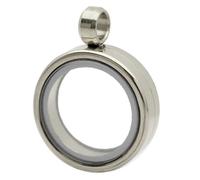 WOONEKY Pendentif Photo Rond Acier Inoxydable Transparent avec Locket Flottant Collier pour Femmes pour Fêtes et Souvenirs Personnels