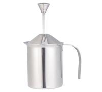 WOONEKY Pichet Double Filtre et Mousseur Mousseur à Lait Manuel en Acier Inoxydable 400cc pour Café pour Usage Maison et Café