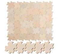 WOONEKY Pièces de Puzzle en Bois Brut 4 Cm, Lot de 100 Pièces Vierges pour Garçon et Filles, Puzzles à Peindre pour Projets Artistiques, Morceaux de Bois Lisses Adaptés aux Activités