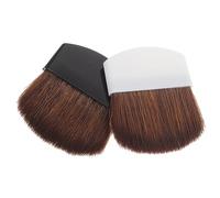 WOONEKY Pinceaux De Maquillage Professionnels à Blush Et Fond De Teint 2 Pièces Portable Compact Plastique Et Crin De Cheval Blanc Et Noir Pour Maquillage Quotidien Et Voyage
