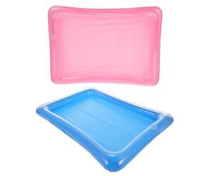 WOONEKY Plateau Flottant Gonflable pour Piscine 2 Pièces 65X45X5 Pouces Bac À Glaçons Et Porte-Boissons Été Fête Piscine Buffet