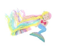 WOONEKY Porte-serrage-tête Sirène Pompons Décoration Suspendue Mural pour Fille Chambre Jaune et Rose Rangement Barrettes Cheveux