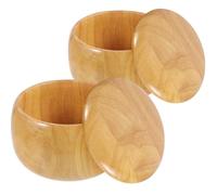 WOONEKY Pot de Rangement en Bois Massif pour Pièces D’Échecs Go Lot de 2 Grands Bols Couvercle Étanche en Bois de Hêtre Boîte de Rangement Multifonction pour Jeux de Société et Bureau