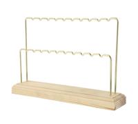 WOONEKY Présentoir Boucle D'oreille en Bois et Fer Or, Organisateur de Boucles D'oreilles Sécurisé Base Ferme, Support Mural Minimaliste pour Rangement Bijoux