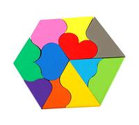 WOONEKY Puzzle Bois Cœur Coloré Jeu Éducatif Géométrique Interactif pour Garçon Fille Stimule Imagination et Observation sous Supervision Adulte