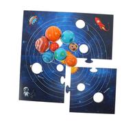 WOONEKY Puzzle Montessori Système Solaire Bois pour Garçon Fille Jeu Éducatif Activité Familiale Interactive pour Apprentissage Scientifique et Voyage