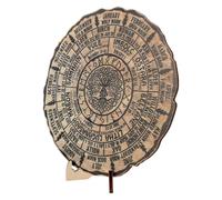 WOONEKY Roue de L'Année Décorative en Bois Naturel Calendrier de Table Fait Main Ornement de Bureau Écologique pour Organisation Quotidienne et Décoration Intérieure