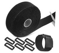 WOONEKY Sangle Auto-adhésive Hook And Loop avec Boucles Attache Câble Réutilisable pour Organisation Fixation Solide et Flexible pour Fils et avec Clips Plastiques