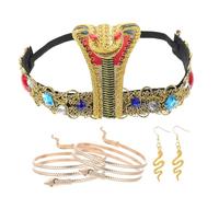 WOONEKY Serpent Égyptien Bandeau et Bracelets Femme Design Original et Stable Accessoires de Costume pour Fête à Thème et Déguisement Cléopâtre