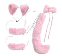 WOONEKY Set Cosplay Accessoires Costume Renard Oreilles Serre-tête Queue Collier Décoration Peluche pour Garçon Fille Style Corde de Queue Aléatoire