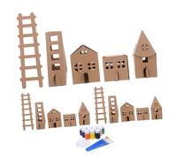 WOONEKY Set de Maison Carton pour Garçon Fille Kit Miniature DIY à Colorier Modèle de Petite Maison Papier Activité Manuelle pour École à Domicile et Maternelle