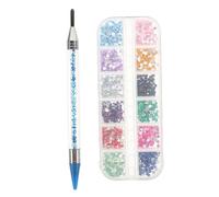 WOONEKY Set De Manucure Multifonction Bleu Stylo Peinture Perles Et Applicateur Pierres Outil Pour Picking Et Fixation De Pierres Décoratives Nail Art Et Customisation Accessoires