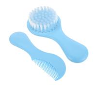 WOONEKY Set Peigne et Brosse Garçon Fille Bleu Kit Coiffure Doux avec Peigne Croûtes de Lait Brosse Chevelu pour Tout-petits Démêlant sans Tiraillement