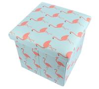 WOONEKY Tabouret de Rangement Pliable Motif Flamant Rose Coffre de Rangement Tissu Pouf Multifonction pour Chambre et Salon Vêtements Siège Pratique et Décoratif 1 Pièce