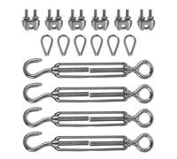 WOONEKY Tendeur Câble Inox avec Crochets Acier Inoxydable Kit Complet pour Installation Fil Jardin et Accessoires Câble Robuste