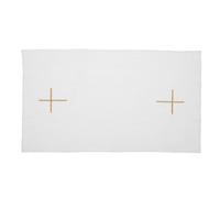 WOONEKY Tissu Liturgique Blanc Brodé avec Croix pour Église, Lin Renforcé avec Bords Brodés, Nappe Sacramentelle pour Cérémonies Religieuses et Messes