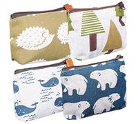 WOONEKY Trousse De Maquillage en Toile 4pcs Modèles Aléatoires Animaux Paquet à Cosmétiques Zippés Et Filles