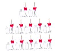 WOONEKY Tube De Brillant à Lèvres Rechargeable 12 Pièces 8 Ml Mini Forme Verre à Vin Plastique Rouge Portable Pour Cosmétiques Et Échantillons