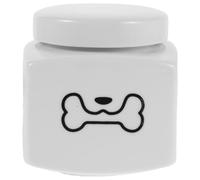 WOONEKY Urne Funéraire en Céramique Blanche pour Animaux de Compagnie Boîte Commémorative pour Cendres de Chien et Chat Urne Commémorative Motif Os Noir Boîte Funéraire pour Petits