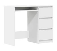 Woonisher Bureau avec Rangement avec 3 Tiroirs, Bureau Blanc 90 x 45 x 76 cm, Table Bureau Informatique pour Chambre Ado ou Petit Espace de Travail, Enfant Desk Style Moderne pour Maison