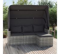 Woonisher Canapé de Jardin 3 Places avec Toit et Repose-Pieds Gris canapé Jardin Exterieur