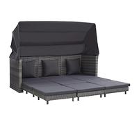 Woonisher Canapé-lit Extensible 3 Places avec Toit Résine tressée Gris canapé Jardin Exterieur