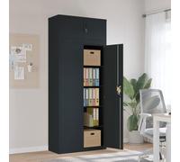 Woonisher Classeur Anthracite 90x40x220 cm Acier Organisateur Armoire Vetement