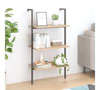Woonisher Étagère inclinée 3 Niveaux Marron Clair et Noir 64x35x120,5 cm bibliothèque Meuble de Rangement