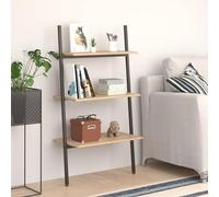 Woonisher Étagère inclinée à 3 Niveaux Marron Clair et Noir 64x34x116 cm bibliothèque Meuble de Rangement
