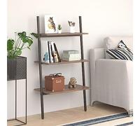 Woonisher Étagère inclinée à 3 Niveaux Marron foncé et Noir 64x34x116 cm bibliothèque Meuble de Rangement