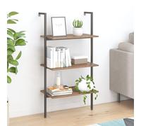 Woonisher Étagère inclinée à 3 Niveaux Marron foncé et Noir 64x35x120,5cm bibliothèque Meuble de Rangement