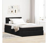 Woonisher Lit Coffre avec Matelas, Noir, 120 x 190 cm, Velours, Ressorts ensachés et mécanisme hydraulique, Cadre de lit Haut capitonné pour Un Sommeil réparateur