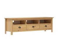 Woonisher Meuble TV Marron Miel 158x40x47cm Bois de pin Solide Ensemble Meuble TV et Table Basse