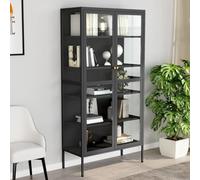 Woonisher Vitrine d'exposition Anthracite 90x40x180 cm Acier/Verre trempé Organisateur Armoire Vetement