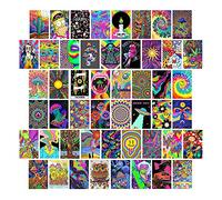 WOONKIT Lot de 50 affiches psychédéliques de décoration de chambre trippy, décoration de chambre indie, affiches psychédéliques pour chambre à coucher, dortoir, décoration de chambre indienne,