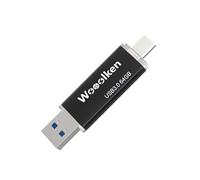 Wooolken - Clé USB C 64 Go - Double lecteur USB 3.0 de type C - Compatible avec iPhone 16/15, smartphones Android, tablettes, ordinateurs, ordinateurs portables (noir)