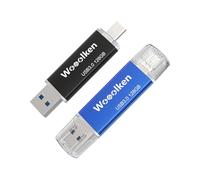 WOOOLKEN Lot de 2 Clés USB C 32 Go 3.0, Double Connectique 2 en 1 (Type-C & USB-A), Mémoire Flash OTG Rapide en Métal, Compatible avec PC, Smartphones et MacBook