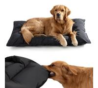 WooPetty Lit indestructible anti-mastication pour chiens de grande taille, lit durable pour masticateurs agressifs, tapis de cage indestructable pour niche, lavable en machine et imperméable, noir