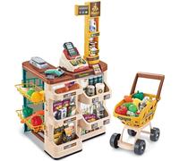 WOOPIE Magasin Supermarché avec chariot Poids Caisse Scanner + 48 Akc.