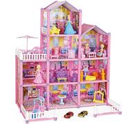 Woopie Mega Villa - Maison de poupées rose pour princesses avec de nombreux accessoires - Un plaisir de jeu de rêve pour les petits explorateurs