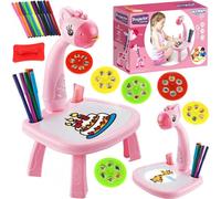 WOOPIE Planche à dessin projecteur Girafe rose + feutres