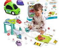 WOOPIE Track Parking garage Set pour voiture Station service Panneaux de signalisation + 3 voitures
