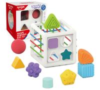 WOOPIE Trieur de cube sensoriel flexible pour enfants Formes colorées 11 el.