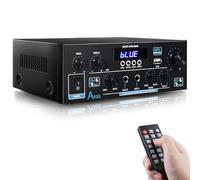 WOOPKER AK55 Mini amplificateur audio Bluetooth 12 V/220 V 600 W, 2 canaux Amplificateur HiFi stéréo avec radio W/FM, Opt/AUX/RCA/USB, télécommande