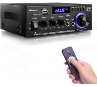Woopker Amplificateur Bluetooth 5.0 HiFi Stéréo Mini Récepteur Audio Numérique Amplificateur de Puissance avec USB, SD, FM, 2 Microphone Entrée Echo, RCA (AK45 Pro)