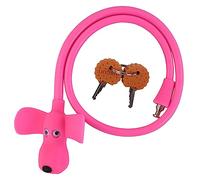 WOOQOTT Câble antivol de vélo avec clés, recouvert de silicone pour enfants, verrou de 61 cm pour vélo, porte, skateboard, casque et plus encore (rose, taille L)