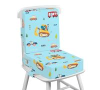 wooshwa Rehausseur Chaise Enfant avec Dossier et Sangles de Sécurité Réglables en 3 points, Portable Lavable Antidérapant Coussin Rehausseur De Chaise Bebe Enfant - Excavatrice