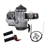 WOOSTAR 44mm Cylindre à Gros Alésage avec Démarreur à Recul avec Carburateur et Filtre à Air Kit Moteur Remplacement pour 2 Temps 43cc 47cc 49cc 52cc Mini Pocket Bike Gas Cyclomoteur Scooter Argent