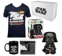 WOOTBOX - Coffret Cadeau Collector - Mixte - Stars Wars - T-Shirt Faucon Millenium & Figurine Pop Dark Vador - Taille M